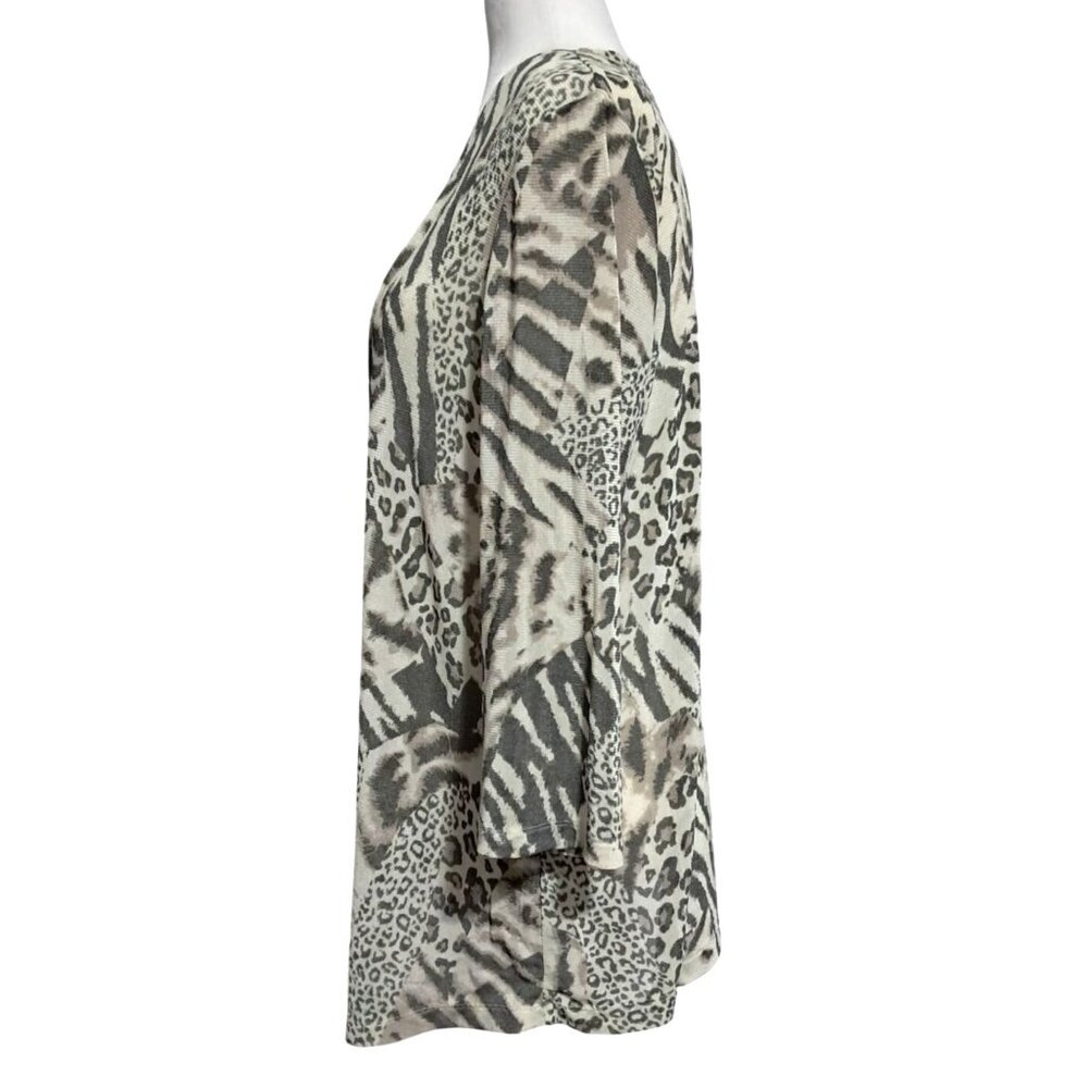 Chicos Mixed Leopard Zebra Print Open Front Cardi… - image 8